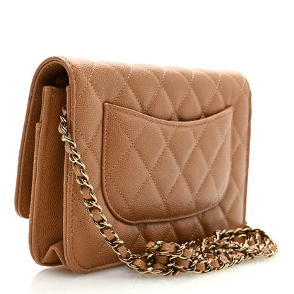 Chanel Caviar Quilted Wallet On Chain WOC Beige 3 of 9