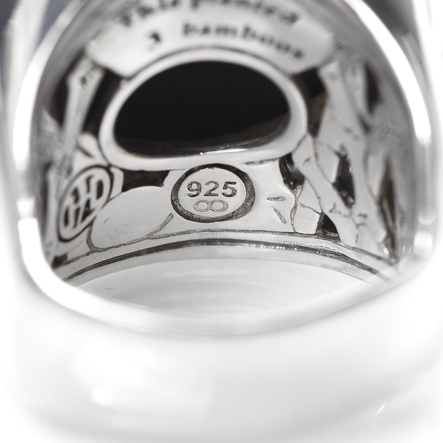 Sterling Silver Hematite Black Spinel Bamboo Dome Ring 54 7