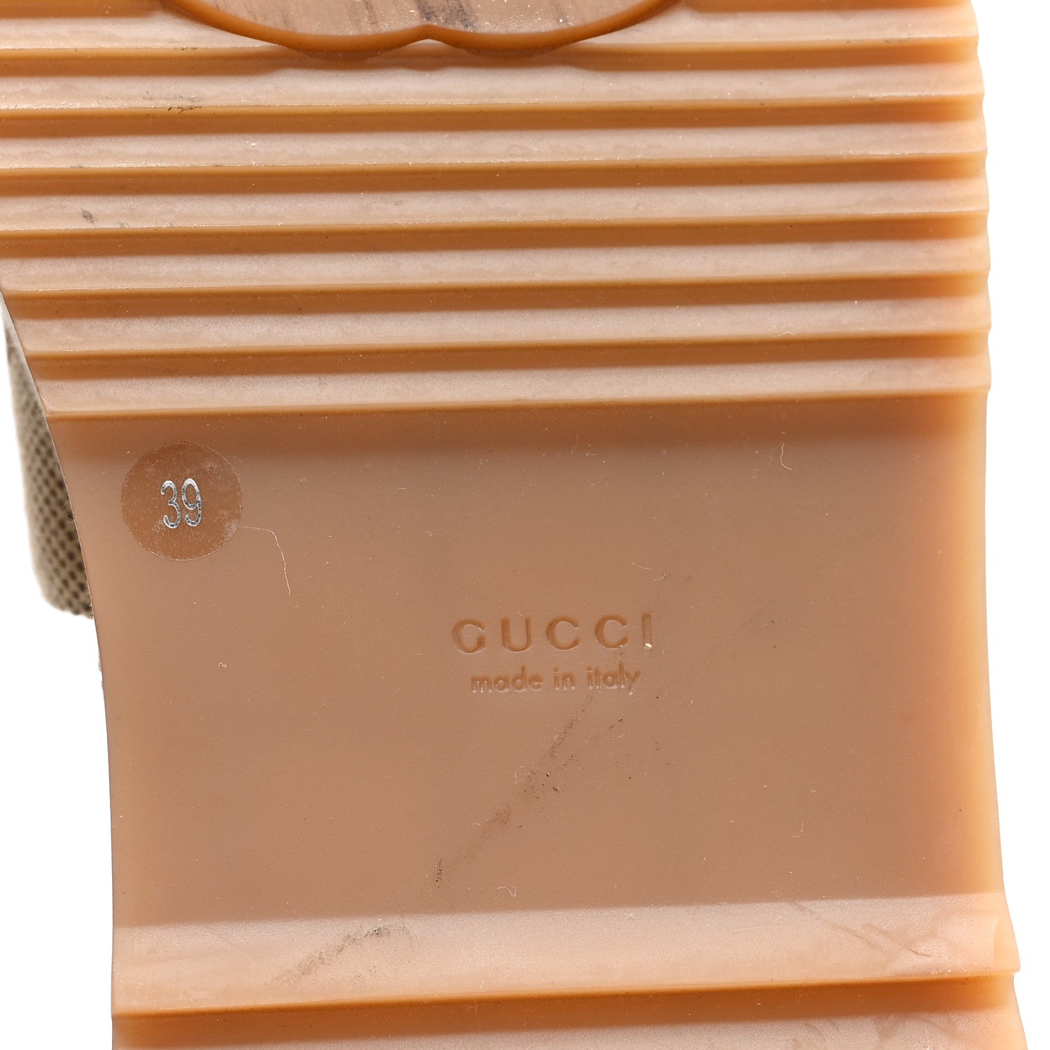 Gucci Monogram Maxi GG Angelina Platform 55mm Slide Sandals 39 Camel Ebony 7 of 9