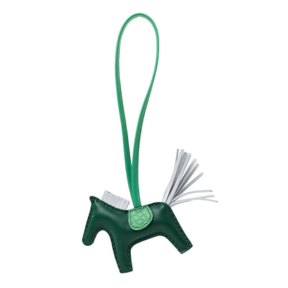 Hermes Milo Lambskin Matte Alligator Touch Grigri Rodeo Horse Bag Charm PM Malachite Menthe Bleu Brume Very Jade 1 of 4