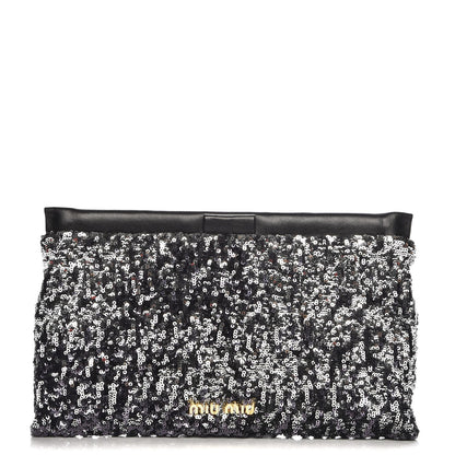 Miu Miu Paillettes Cloquet Sequined Clutch Antracite 1 of 7