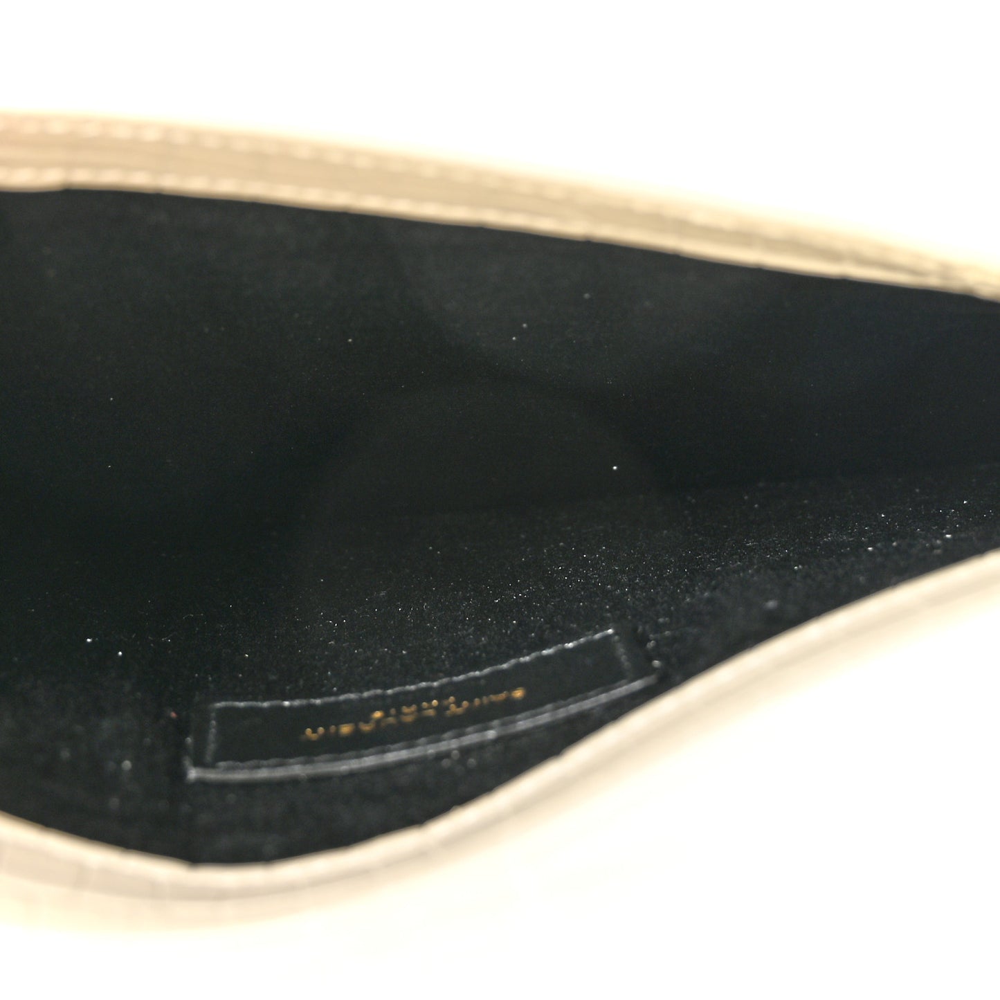 Calfskin Crocodile Embossed Uptown Monogram Clutch Crema Soft