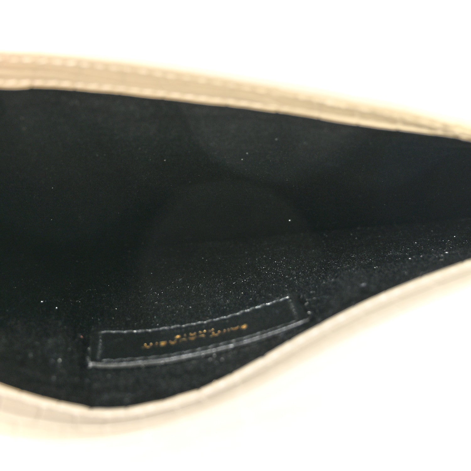 Saint Laurent Calfskin Crocodile Embossed Uptown Monogram Clutch Crema Soft 5 of 6