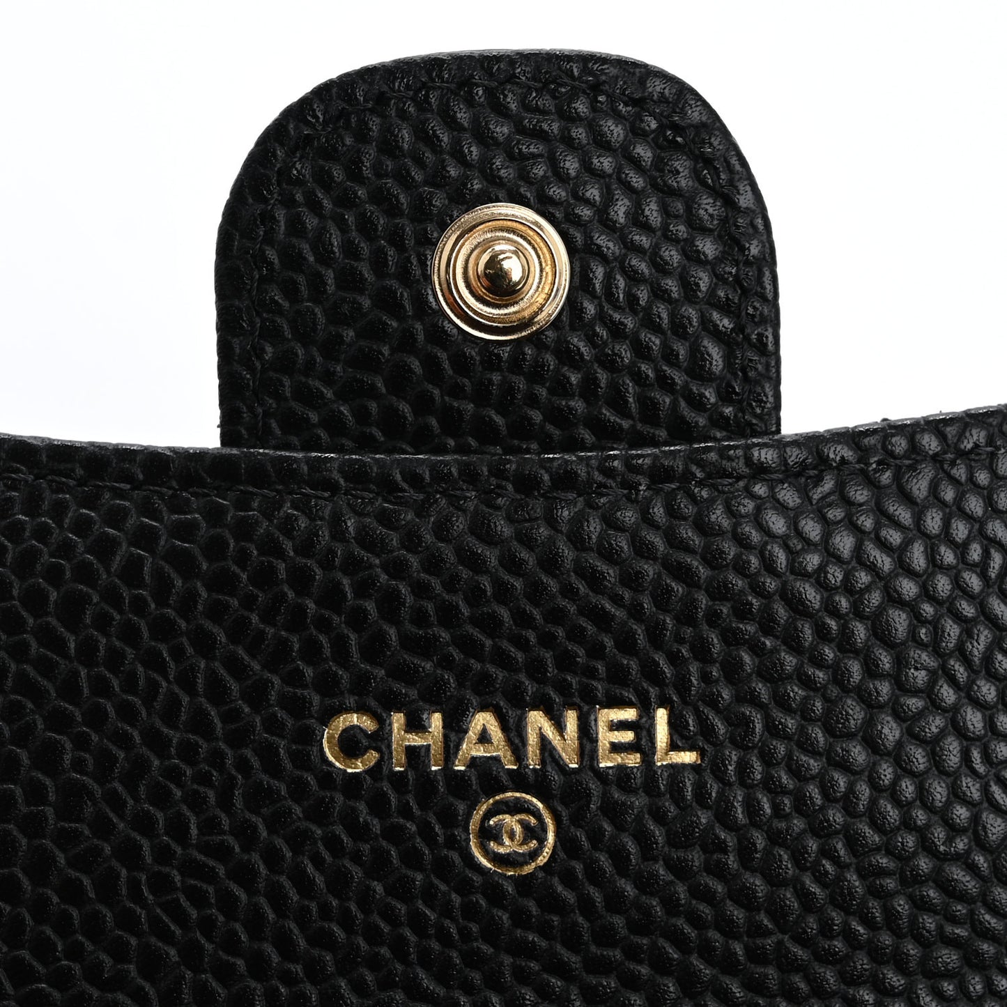 Caviar Quilted Flap Card Holder Wallet Black