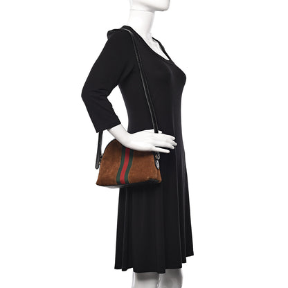 Gucci Suede Patent Web Small Ophidia Dome Shoulder Bag Nocciola Black 2 of 10
