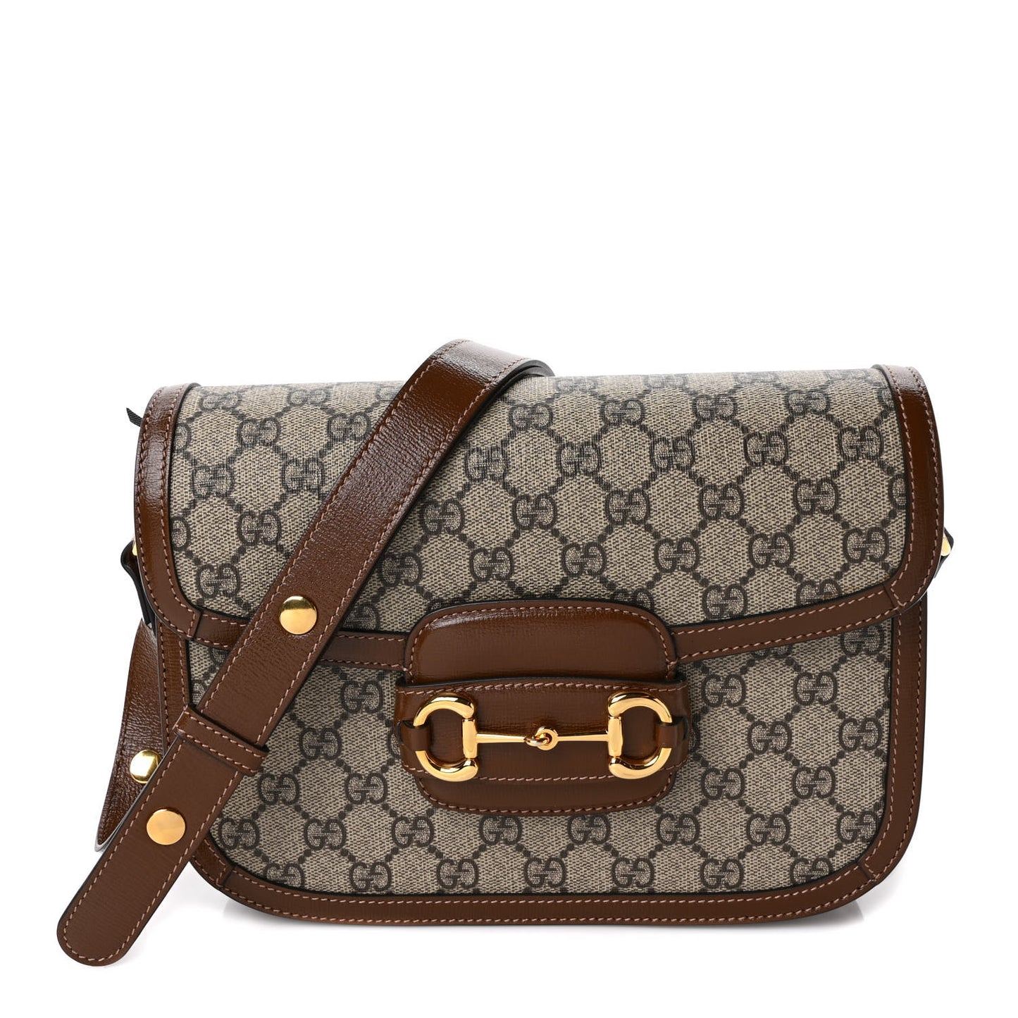 GG Supreme Monogram Horsebit 1955 Shoulder Bag Beige Brown Sugar