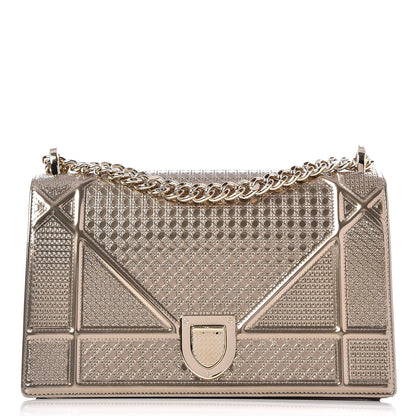 Christian Dior Metallic Patent Micro-Cannage Medium Diorama Flap Bag Gold 1 of 7