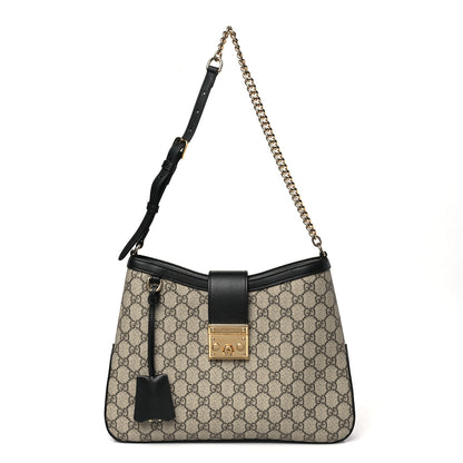 Gucci GG Supreme Monogram Medium Padlock Shoulder Bag Black 1 of 10