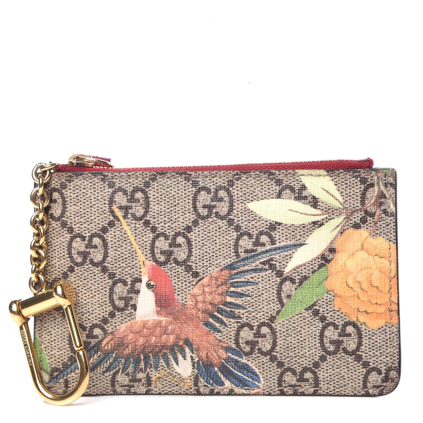 GG Supreme Monogram Tian Key Case Beige Multicolor Red