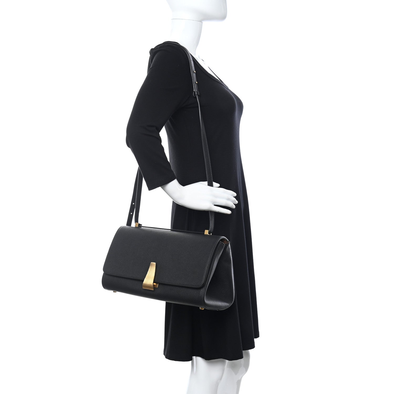 Bottega Veneta Textured Calfskin Small BV Angle Shoulder Bag Black 2 of 10