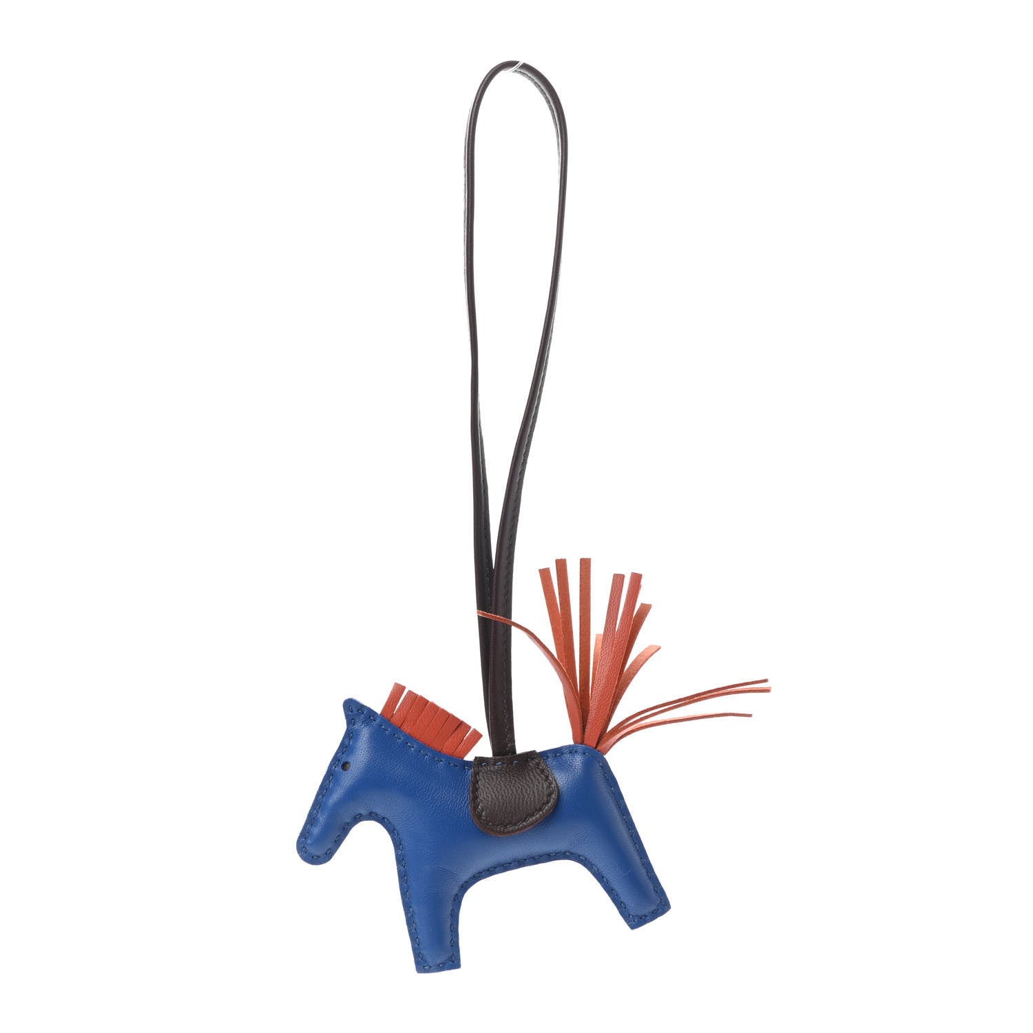 Hermes Milo Lambskin Grigri Rodeo Horse Bag Charm PM Bleu de Malte Rouge H Peony 1 of 4