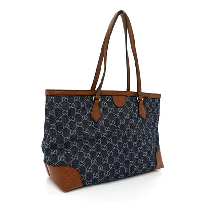 Gucci New Denim GG Monogram Medium Ophidia Shopping Tote Blue Tea Cuir 3 of 10