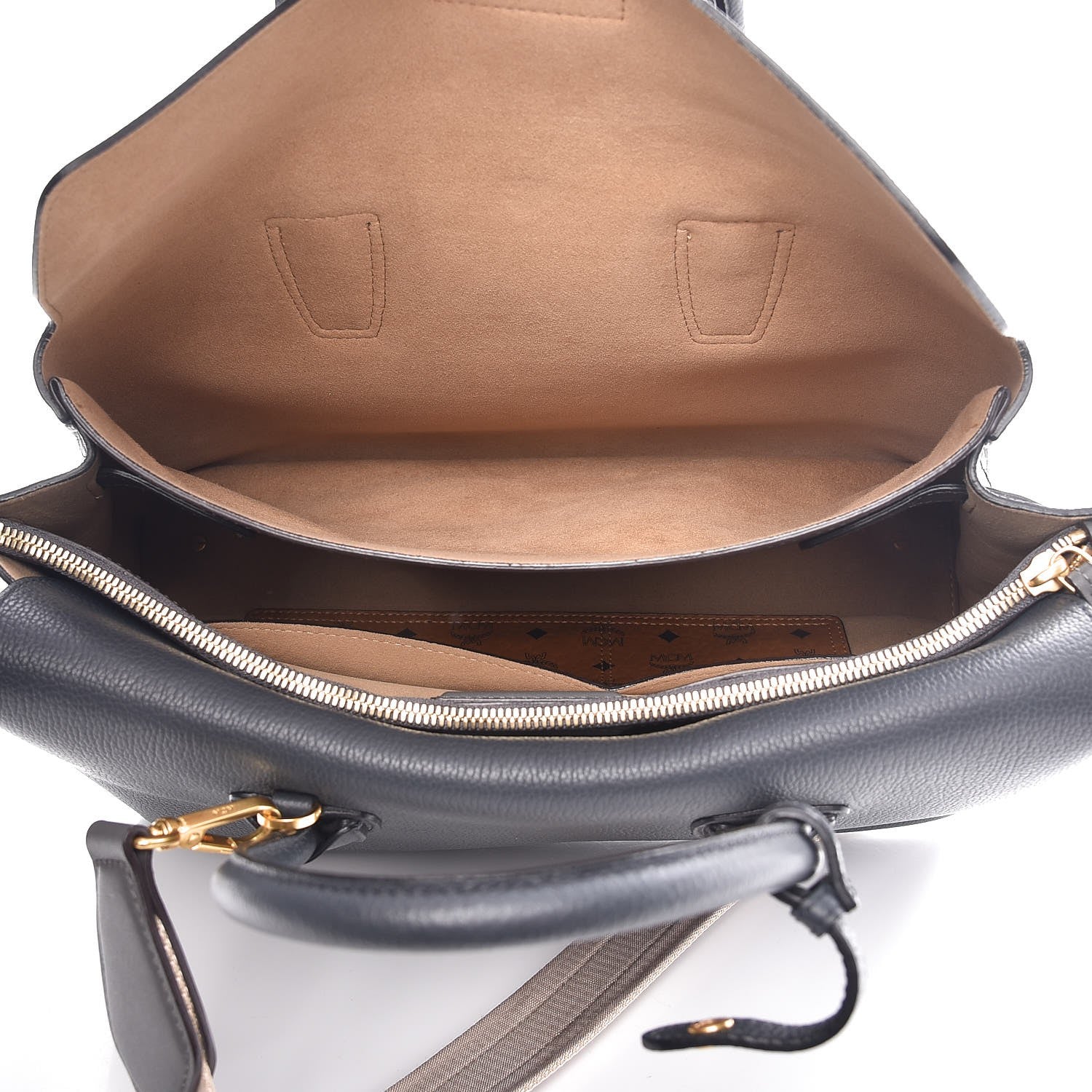 MCM Grained Calfskin Medium Milla Tote Phantom Grey 5 of 13