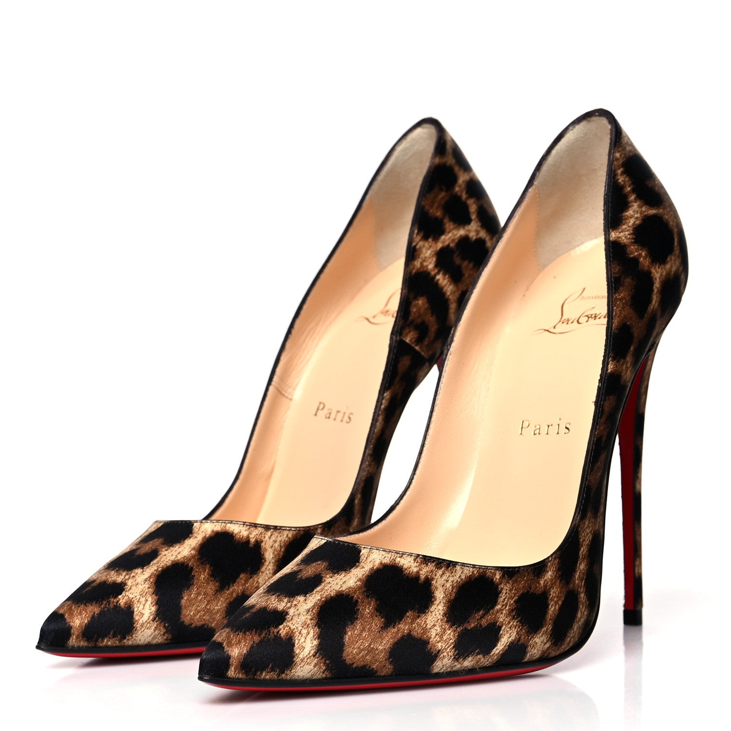 Christian Louboutin Crepe Satin Leopardino So Kate 120 Pumps 38.5 Brown 3 of 7