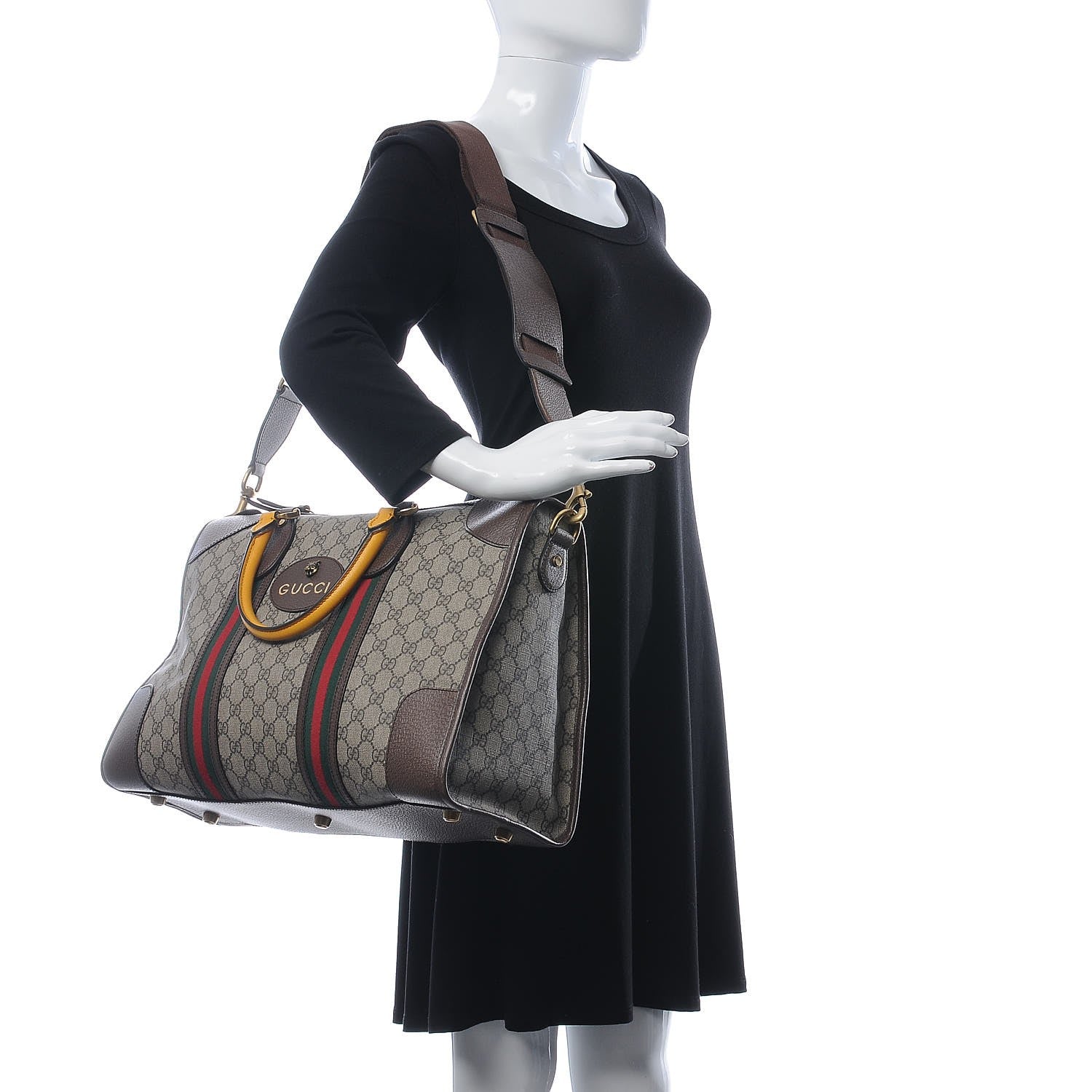 Gucci Soft GG Supreme Monogram Web Neo Vintage Duffle Bag Beige New Acero Crop 2 of 11