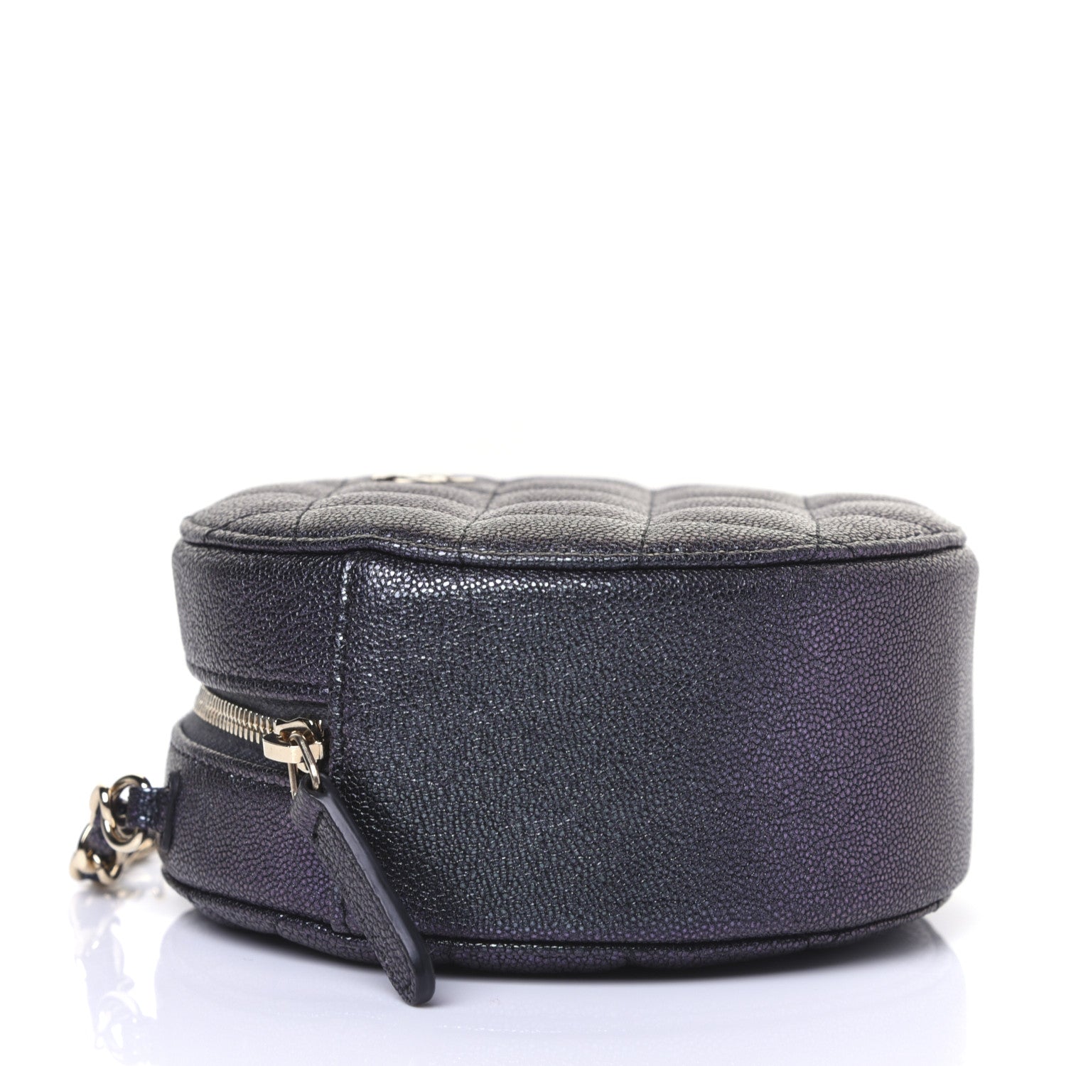 Chanel Iridescent Caviar Quilted Round Clutch With Chain Black 4 of 11