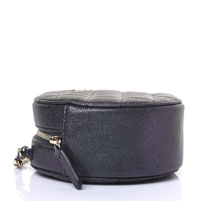 Chanel Iridescent Caviar Quilted Round Clutch With Chain Black 4 of 11