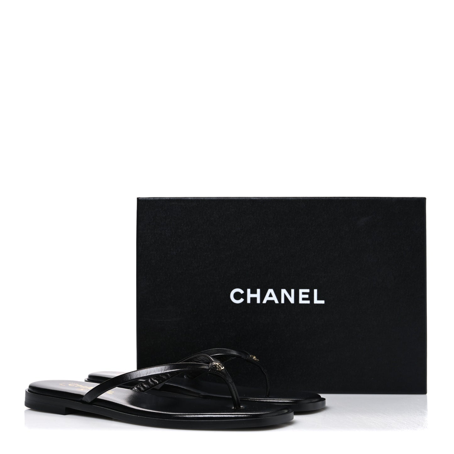 Goatskin CC Times Square Thong Sandals 39 Black