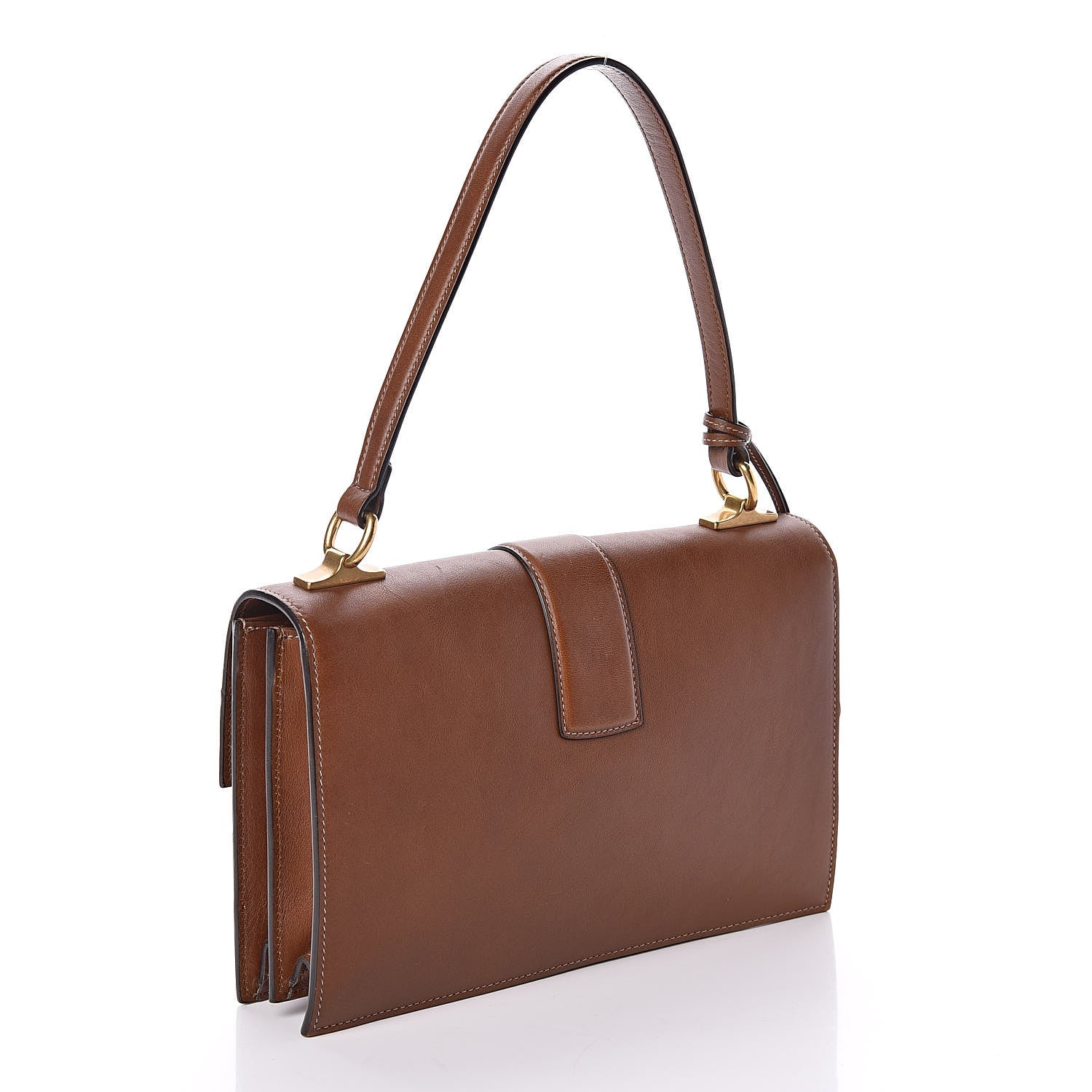 Gucci Calfskin Medium Cat Lock Top Handle Bag Brown 3 of 10