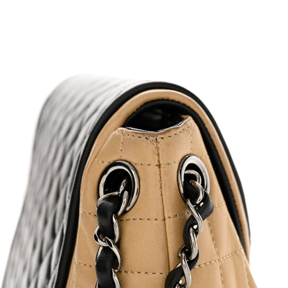 Chanel Lambskin Quilted Classic Twist Crescent Flap Black Beige 11 of 15