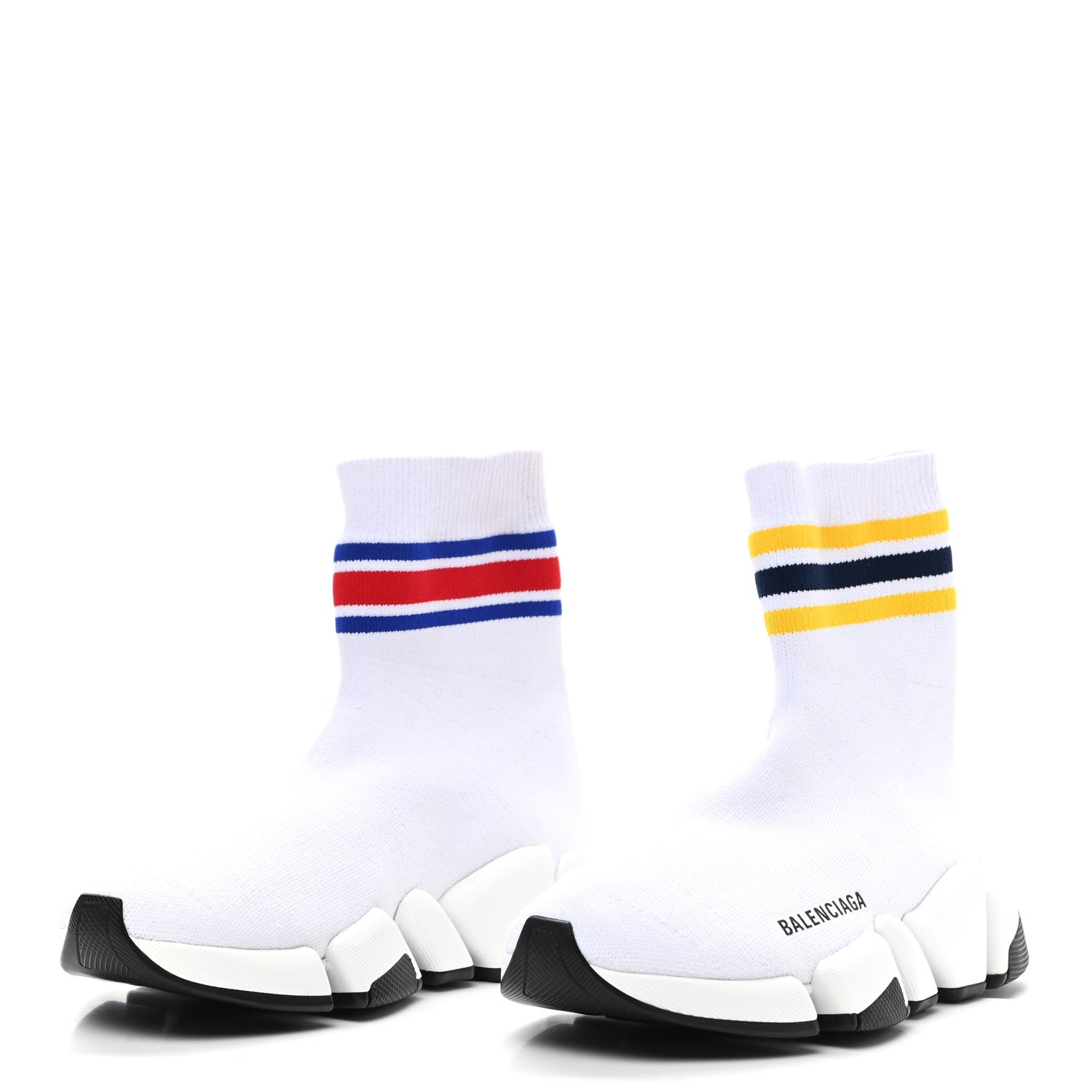 Balenciaga Technical 3D Recycled Knit Striped Womens Speed 2.0 Sneakers 35 White Multicolor 3 of 8