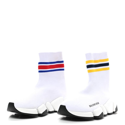 Balenciaga Technical 3D Recycled Knit Striped Womens Speed 2.0 Sneakers 35 White Multicolor 3 of 8