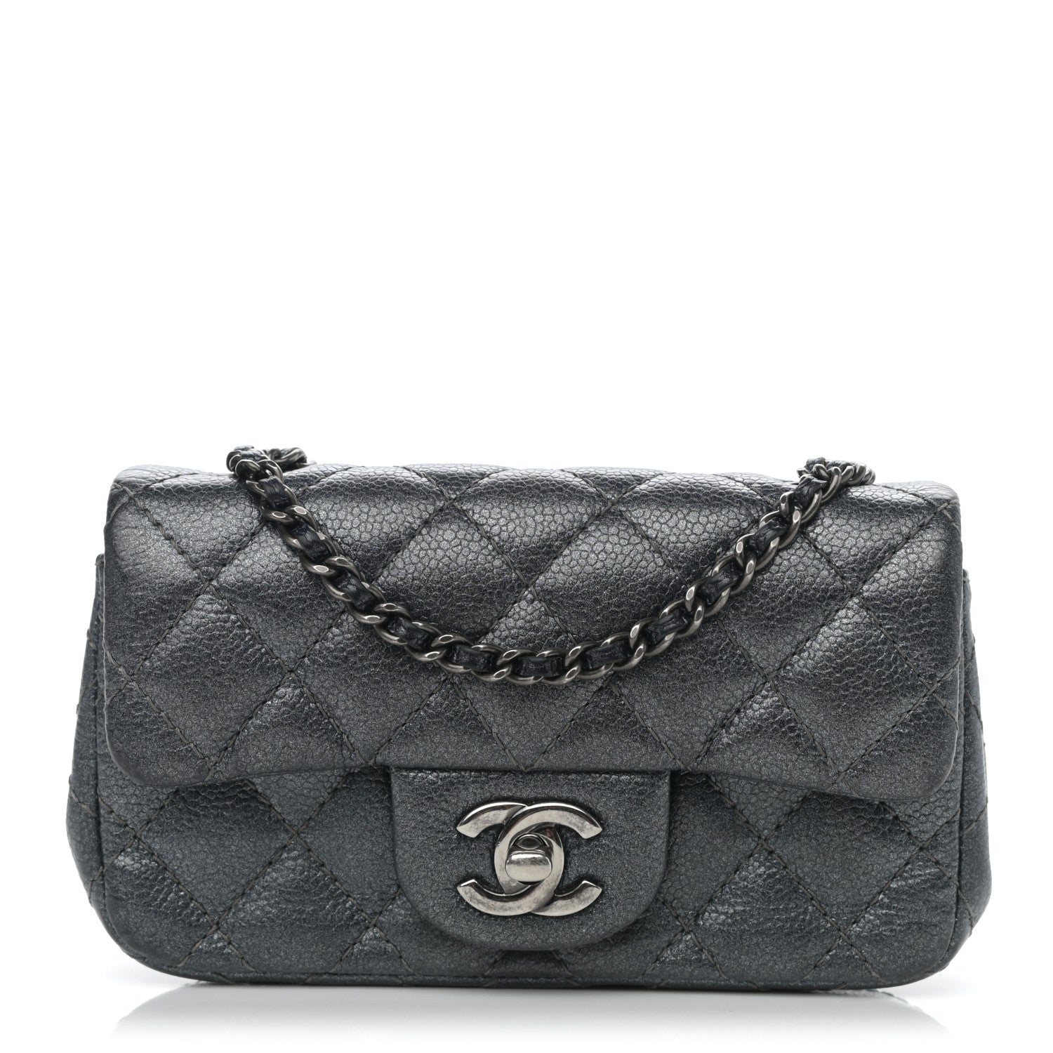Chanel Metallic Caviar Quilted Extra Mini Flap Charcoal 1 of 11