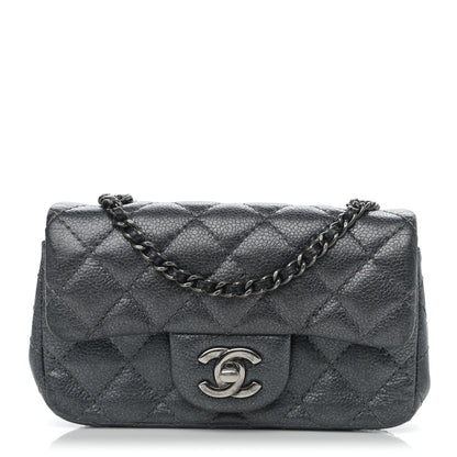 Chanel Metallic Caviar Quilted Extra Mini Flap Charcoal 1 of 11