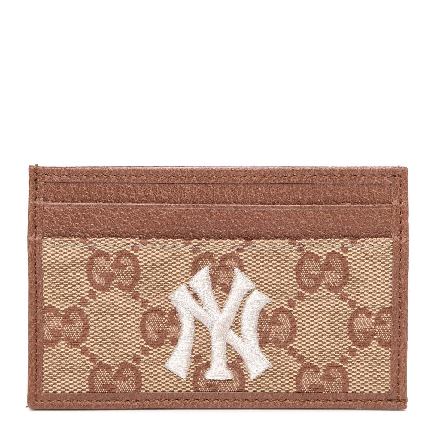 X MLB GG Monogram NY Yankees Card Holder Beige Ruggine Ivory