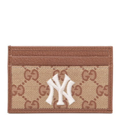 Gucci X MLB GG Monogram NY Yankees Card Holder Beige Ruggine Ivory 1 of 7