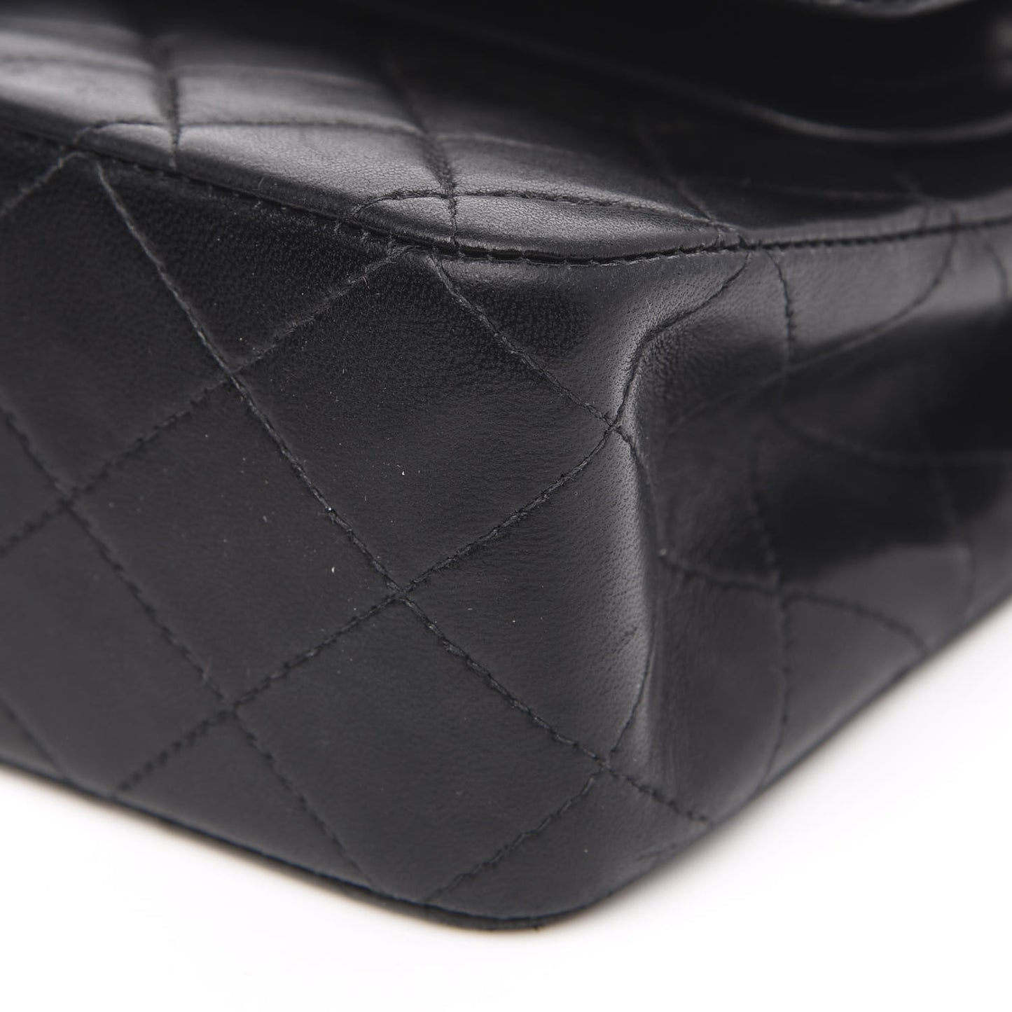 Lambskin Quilted Medium Double Flap Black