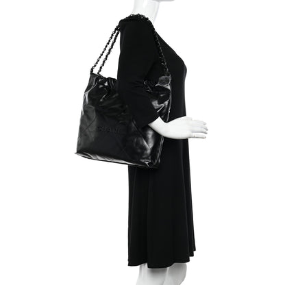 Chanel Shiny Calfskin Quilted Small Chanel 22 So Black 2 of 14