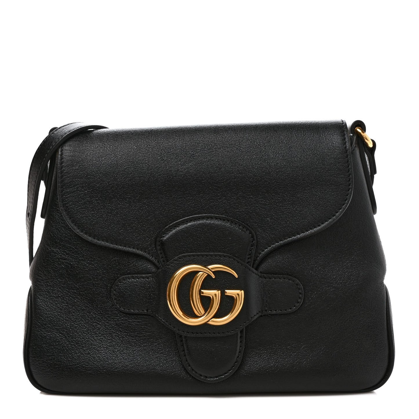 New Sakai Calfskin Lux Small Dahlia Messenger Shoulder Bag Black