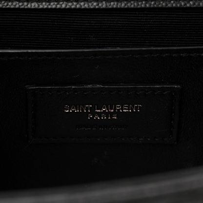 Saint Laurent Grain De Poudre Textured Mixed Matelasse Triquilt Medium Monogram Monochrome Satchel Black 6 of 11