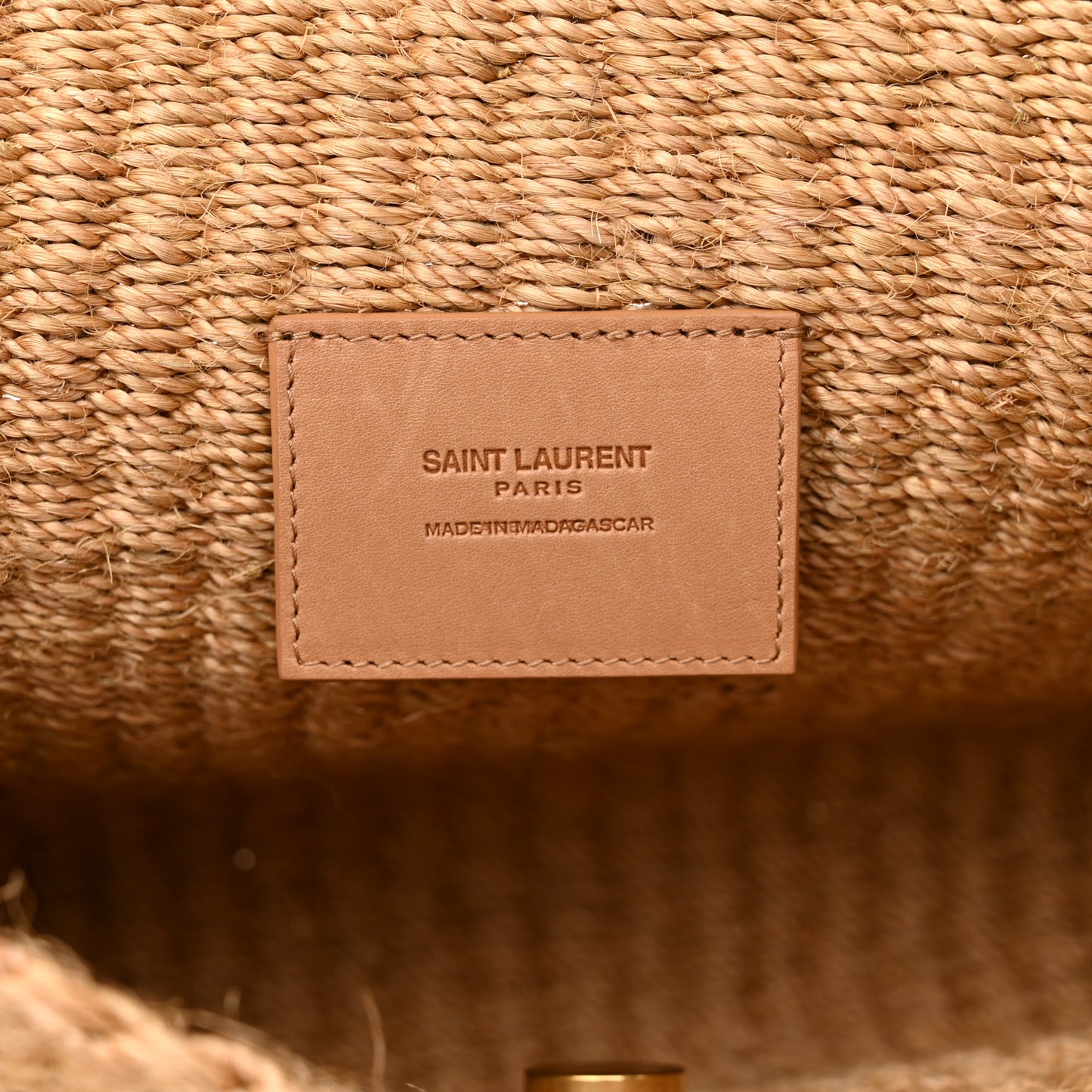 Raffia Medium Monogram Kate Satchel Natural