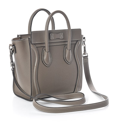 Celine Drummed Calfskin Nano Luggage Souris 3 of 9