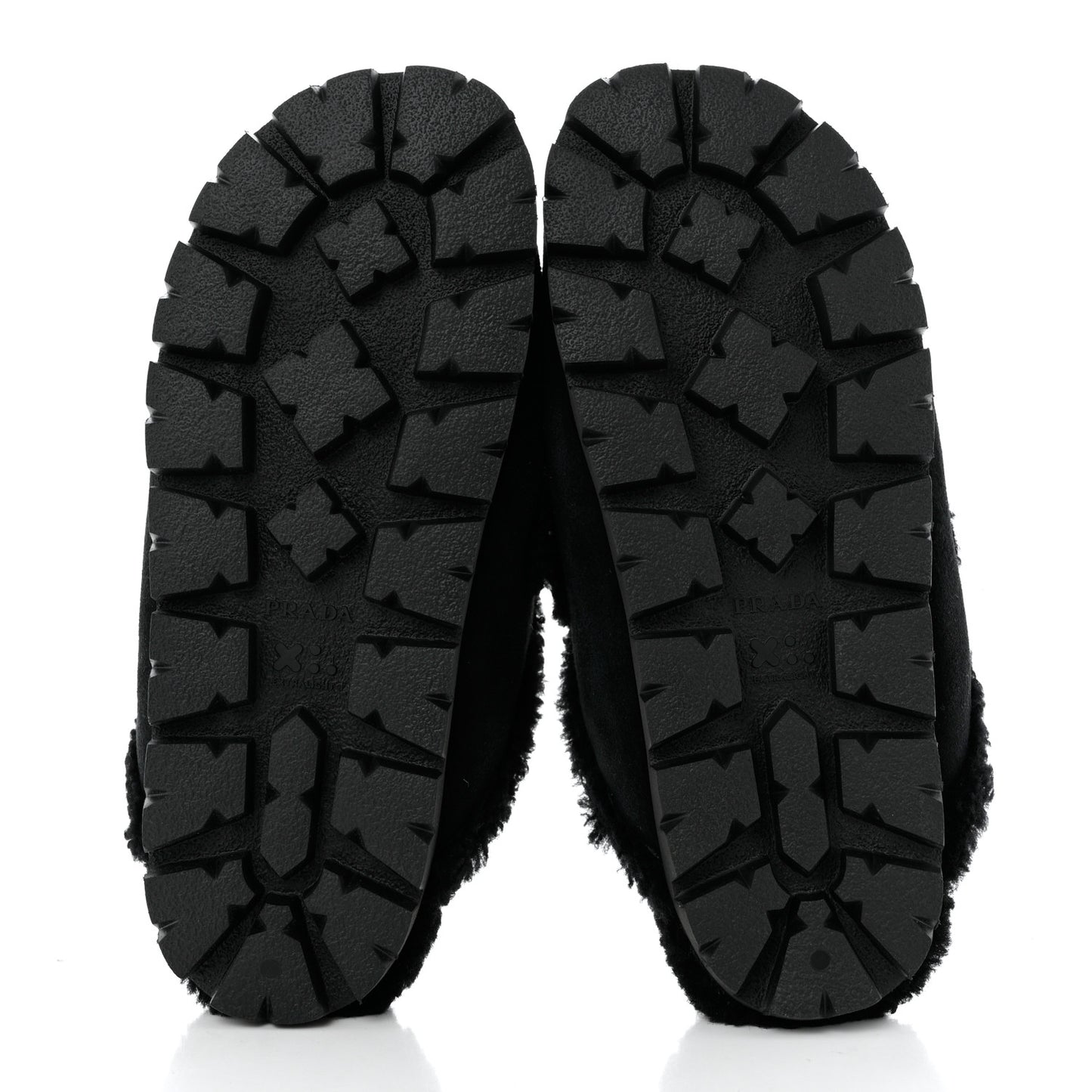 Shearling Triangle Logo 20mm Slippers 38 Black