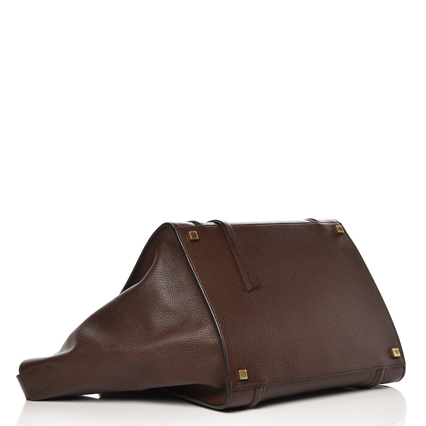 Shiny Grained Calfskin Medium Phantom Luggage Brown