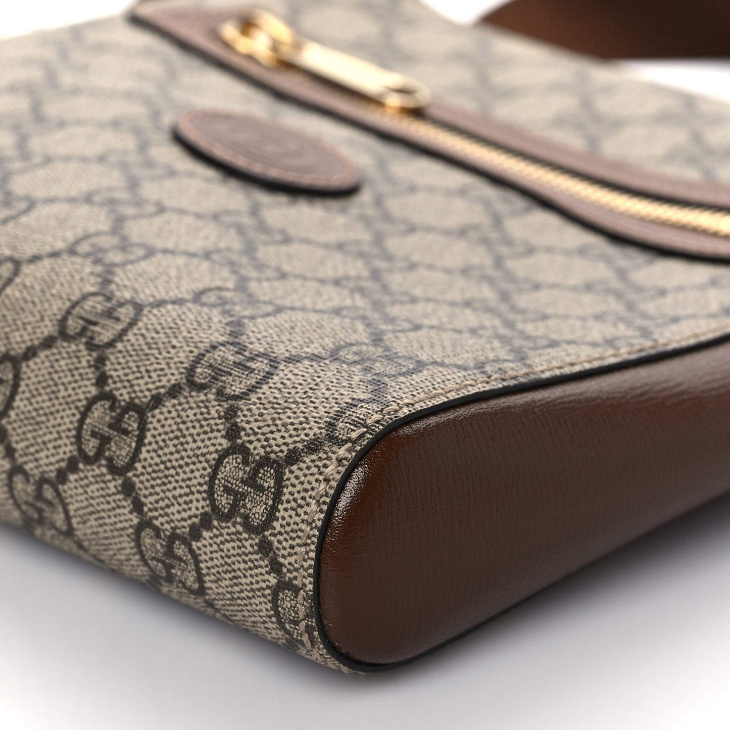 GG Supreme Monogram Azalea Calfskin Retro Interlocking G Flat Messenger Bag Beige Ebony Brown Sugar