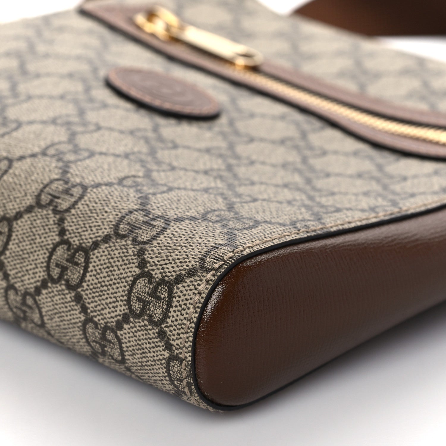 Gucci GG Supreme Monogram Azalea Calfskin Retro Interlocking G Flat Messenger Bag Beige Ebony Brown Sugar 8 of 8