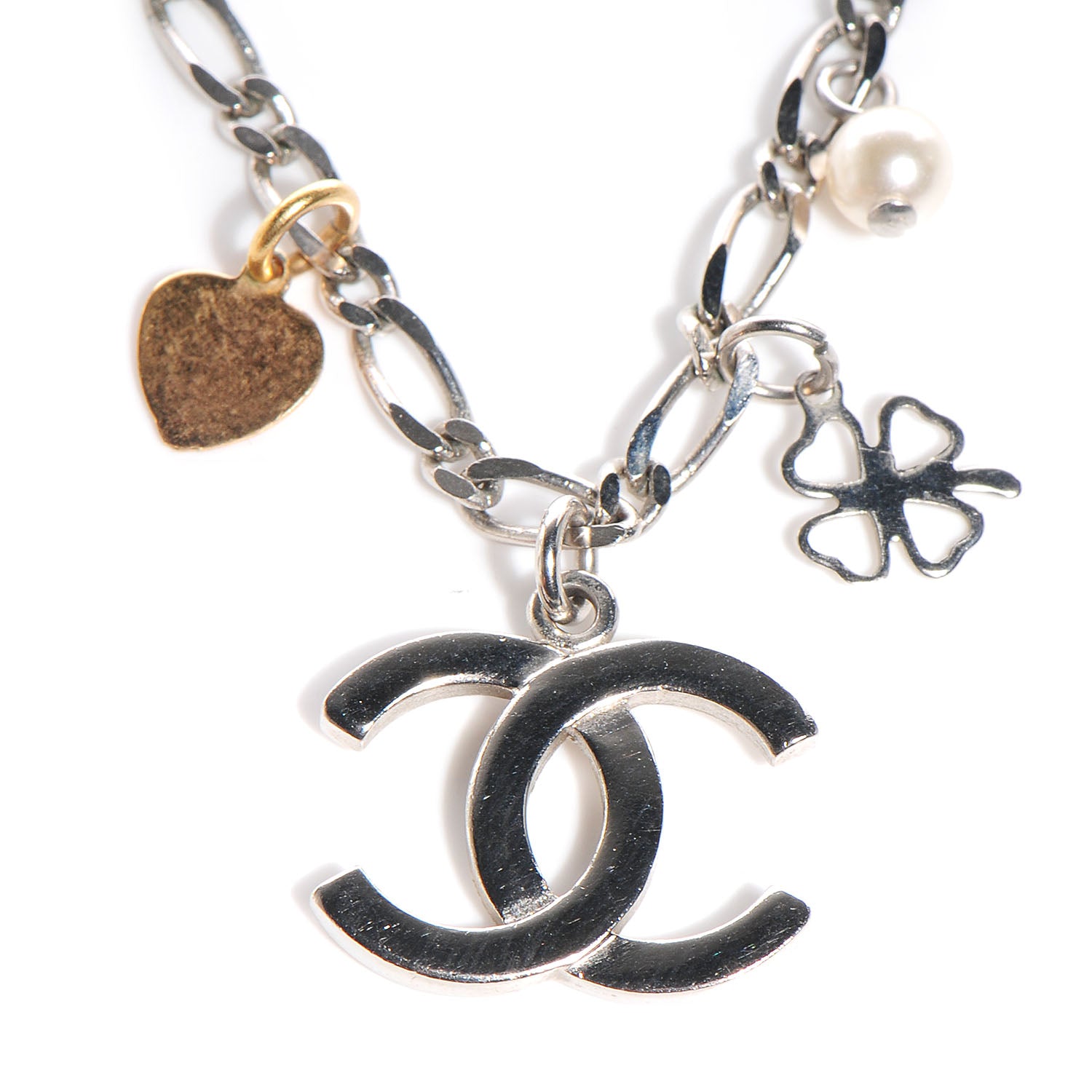 Chanel CC Lucky Charms Necklace Silver 84696 – FASHIONPHILE