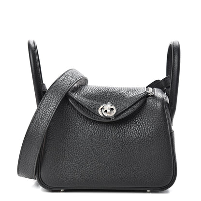 Hermes Taurillon Clemence Mini Lindy 20 Black 1 of 11