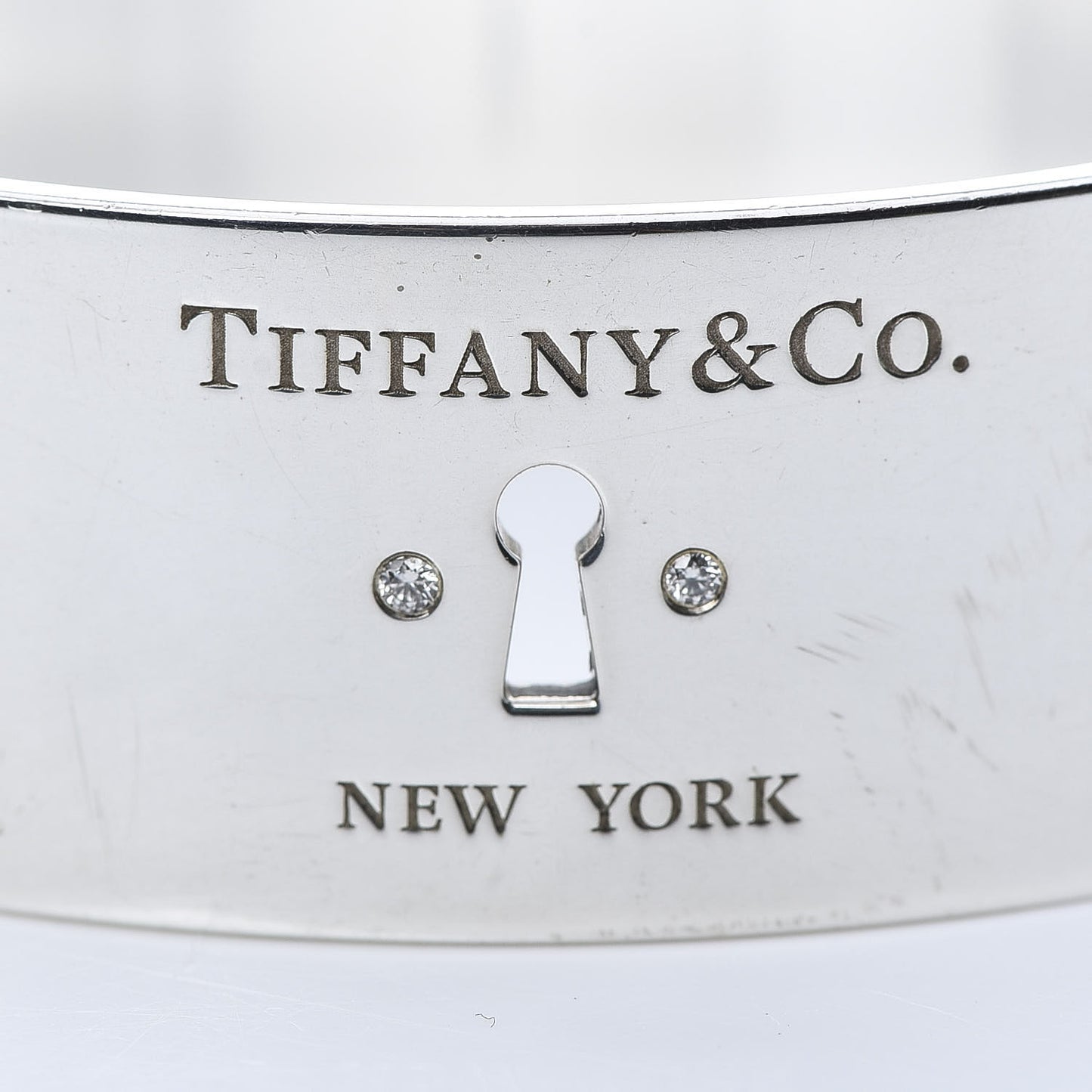 Sterling Silver Diamond Wide Locks Bangle Bracelet