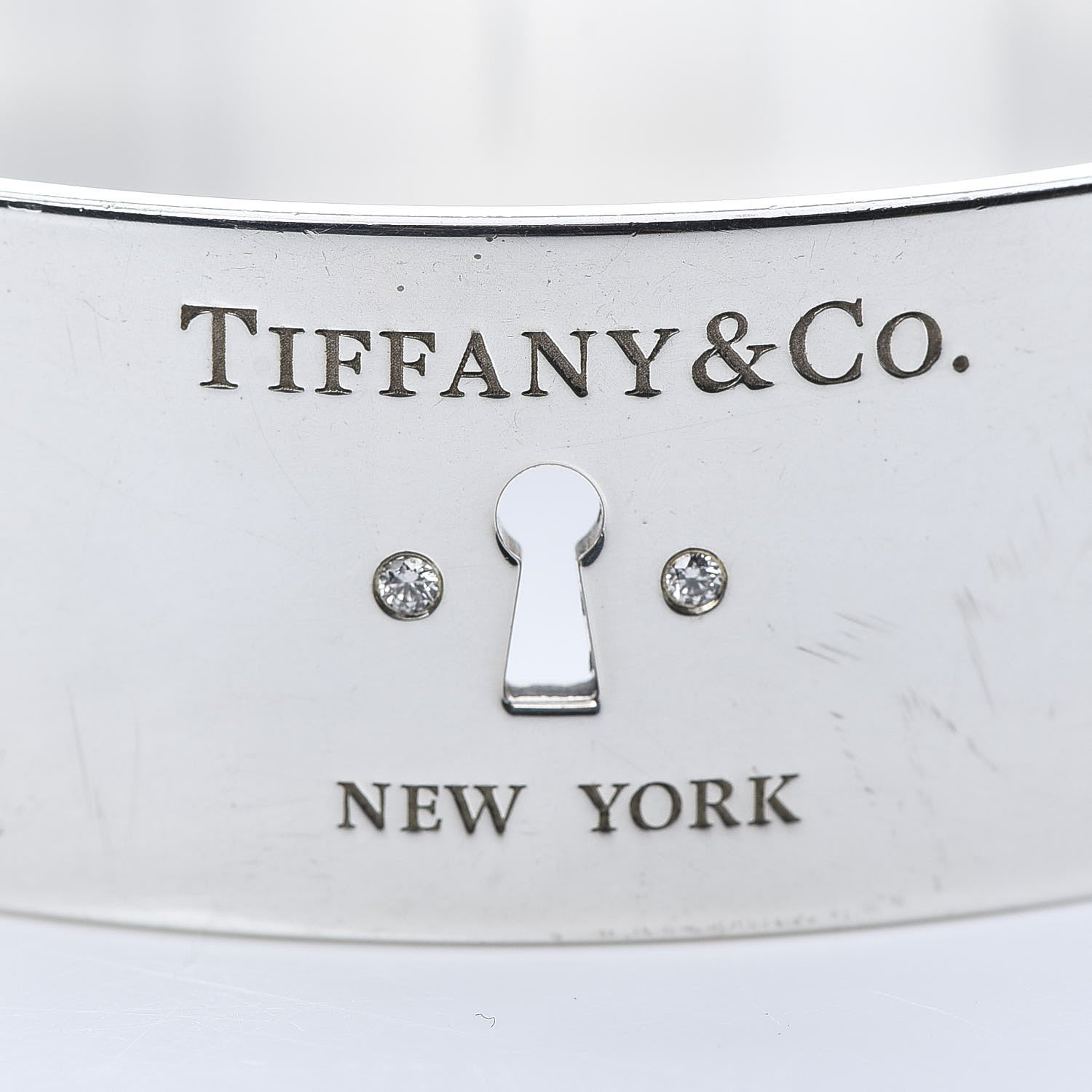 Tiffany Sterling Silver Diamond Wide Locks Bangle Bracelet 4 of 7