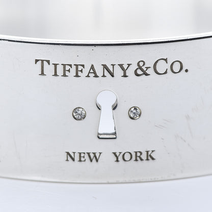 Tiffany Sterling Silver Diamond Wide Locks Bangle Bracelet 4 of 7