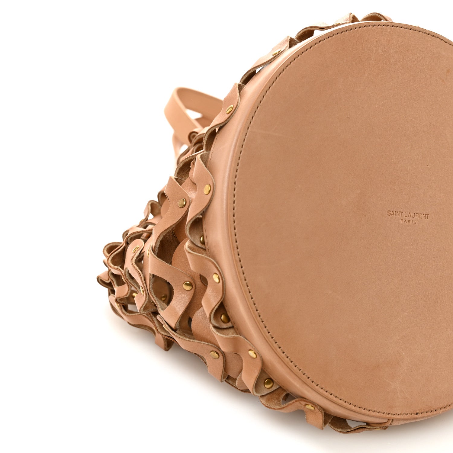 Saint Laurent Vegetable Tanned Calfskin Studded Seau Coeur Bucket Bag Vintage Brown 9 of 10
