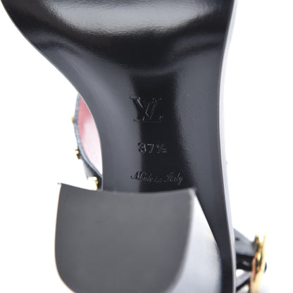 Louis Vuitton Calfskin Monogram Passenger Heeled Sandals 37.5 Black Rose 7 of 8