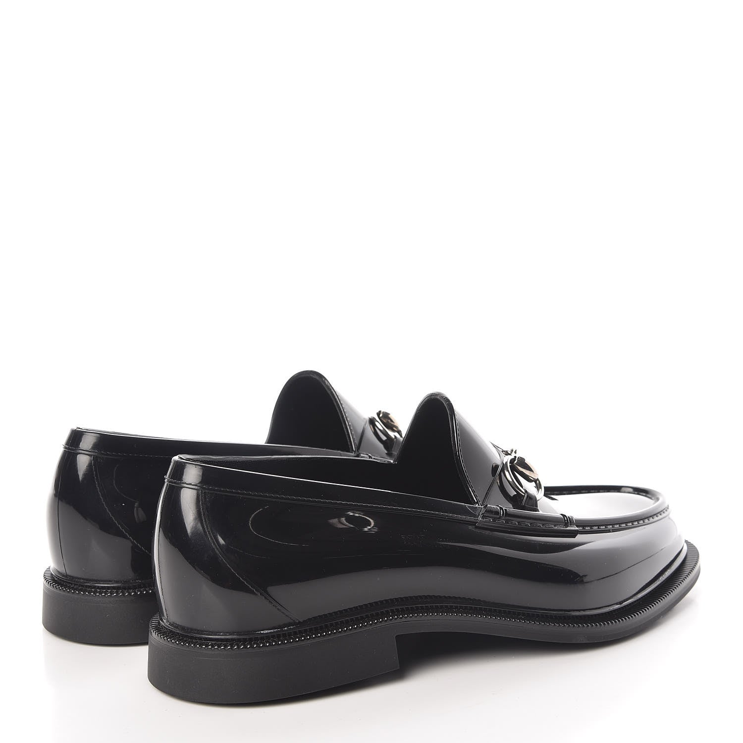 Gucci Rubber Mens Horsebit Moccasin Loafers 6 Black 4 of 8