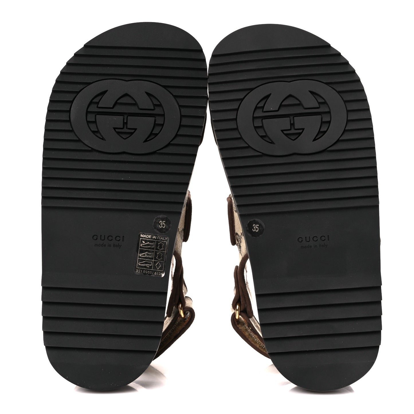 Monogram Kid Scamosciato Double G Womens Dad Sandals 35 Beige Ebony New Acero