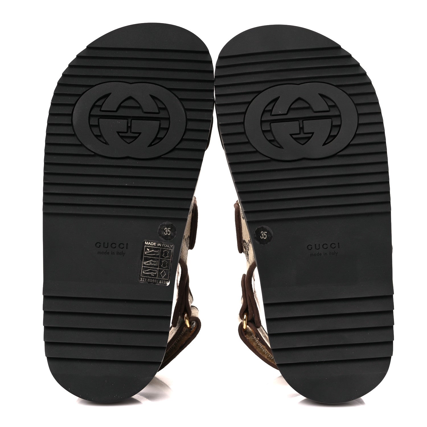 Gucci Monogram Kid Scamosciato Double G Womens Dad Sandals 35 Beige Ebony New Acero 5 of 10